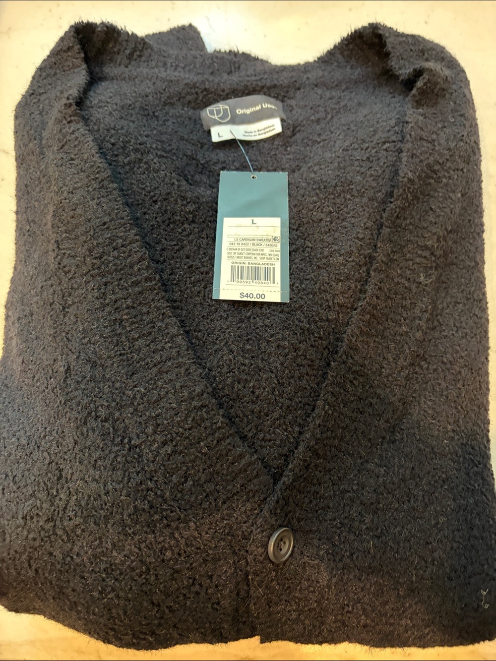 Original Use Black Men's Button-Front Textured Cardigan NWT